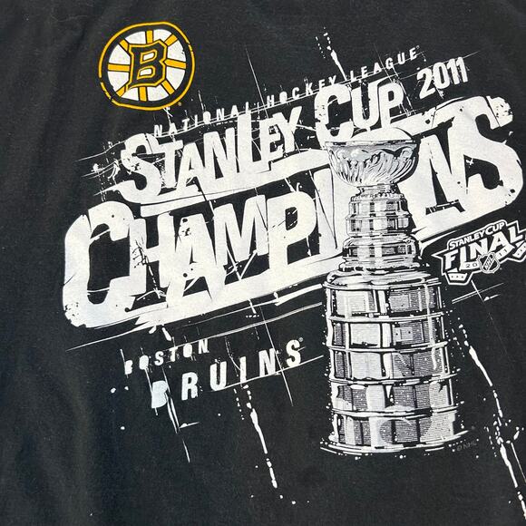 Reebok Boston Bruins Stanley Cup Champions 2011 T-Shirt Black NHL Tee XXL - Picture 2 of 8